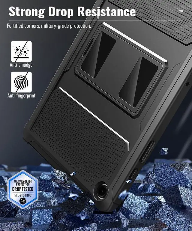 Alt view image 4 of 7 - Case Fit Galaxy Tab A9 Plus 11-Inch 2023 (SM-X210/X216/X218) Shockproof Full Body Rugged Stand Back Cover Built-in Screen Protector Fit Galaxy Tab A9+ 11 2023 Black