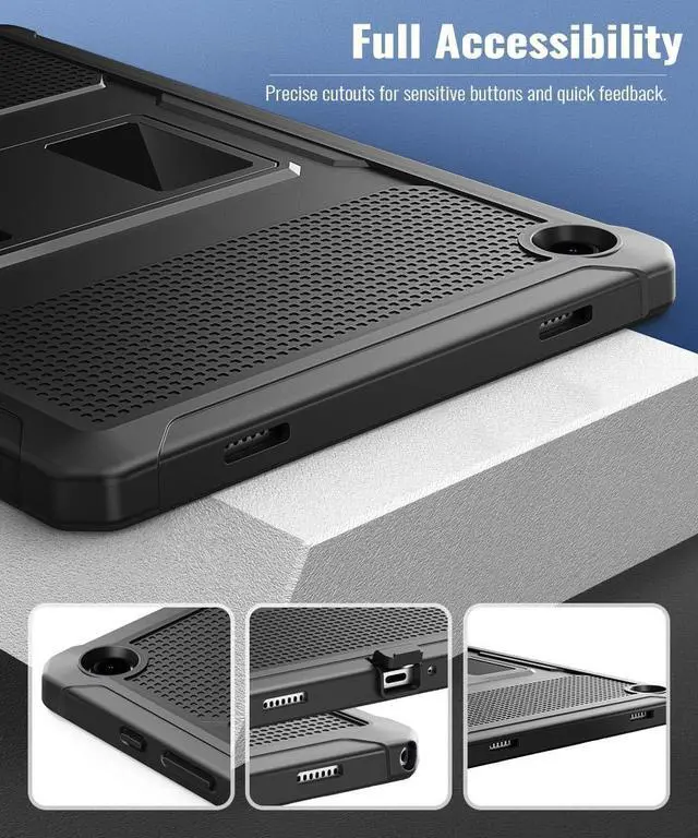 Alt view image 6 of 7 - Case Fit Galaxy Tab A9 Plus 11-Inch 2023 (SM-X210/X216/X218) Shockproof Full Body Rugged Stand Back Cover Built-in Screen Protector Fit Galaxy Tab A9+ 11 2023 Black