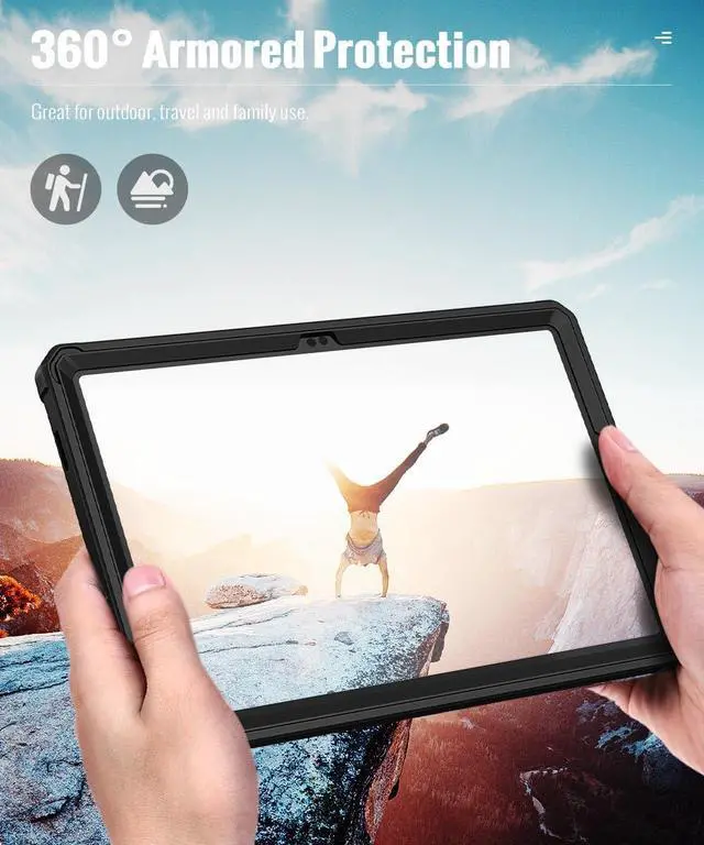 Alt view image 7 of 7 - Case Fit Galaxy Tab A9 Plus 11-Inch 2023 (SM-X210/X216/X218) Shockproof Full Body Rugged Stand Back Cover Built-in Screen Protector Fit Galaxy Tab A9+ 11 2023 Black