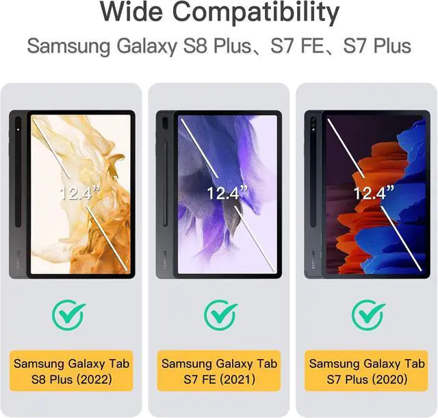 Alt view image 2 of 6 - Case for  Galaxy Tab S8 Plus 2022 / S7 FE 2021 / S7 Plus 2020 12.4-Inch with S Pen Holder Slim Folio Stand Protective Tablet Cover Multi-Angle Viewing (Black)