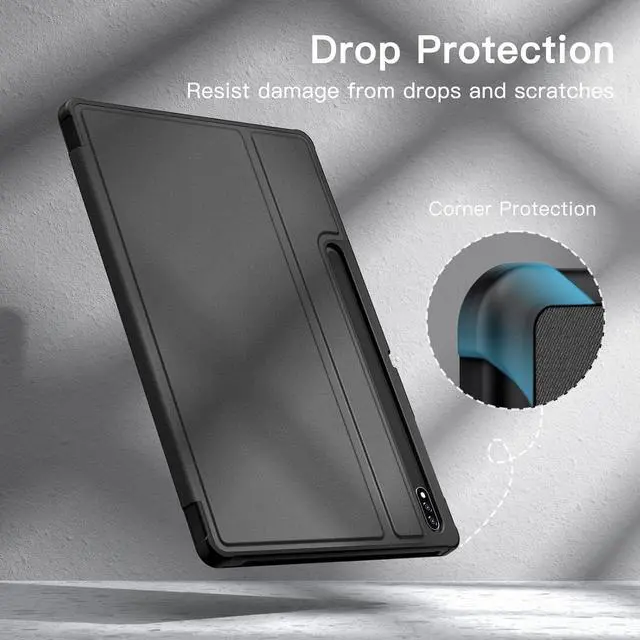 Alt view image 6 of 6 - Case for  Galaxy Tab S8 Plus 2022 / S7 FE 2021 / S7 Plus 2020 12.4-Inch with S Pen Holder Slim Folio Stand Protective Tablet Cover Multi-Angle Viewing (Black)