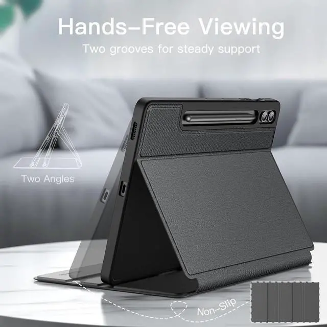 Alt view image 3 of 6 - Case for  Galaxy Tab S9 FE+ / S9 FE Plus 12.4-Inch with S Pen Holder Slim Folio Stand Protective Tablet Cover Multi-Angle Viewing (Black)