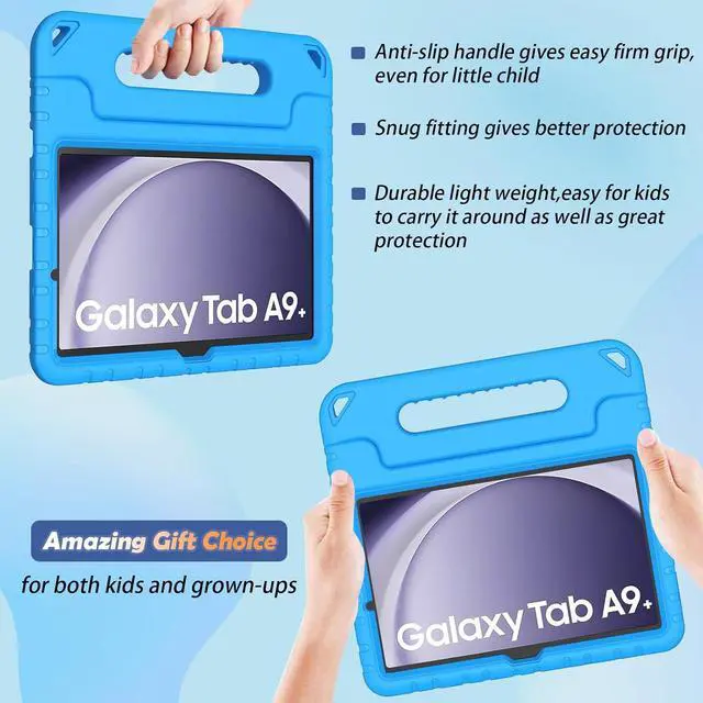 Alt view image 4 of 7 - Kids Case for  Galaxy Tab A9+ Plus 2023 (SM-X210/X216/X218) 11 Inch Built-in Screen Protector Shockproof Convertible Handle Stand Galaxy Tab A9 Plus Case Cover Blue
