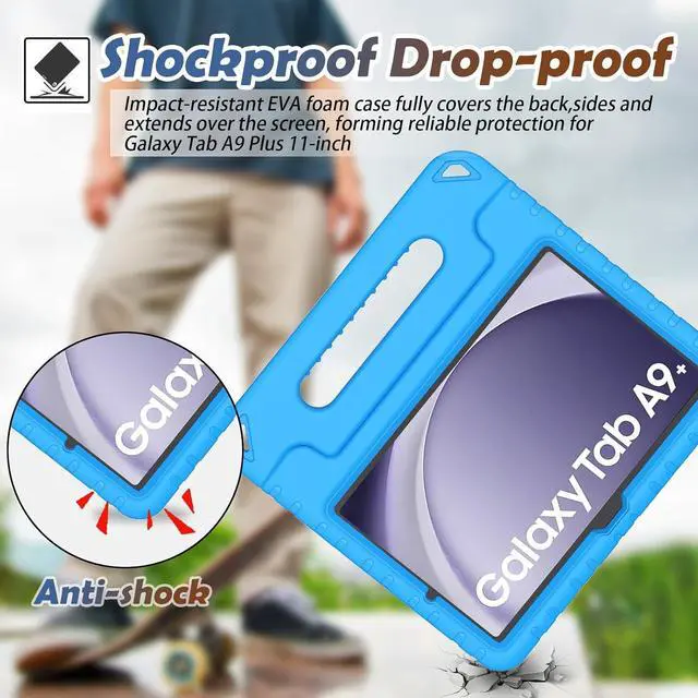 Alt view image 7 of 7 - Kids Case for  Galaxy Tab A9+ Plus 2023 (SM-X210/X216/X218) 11 Inch Built-in Screen Protector Shockproof Convertible Handle Stand Galaxy Tab A9 Plus Case Cover Blue
