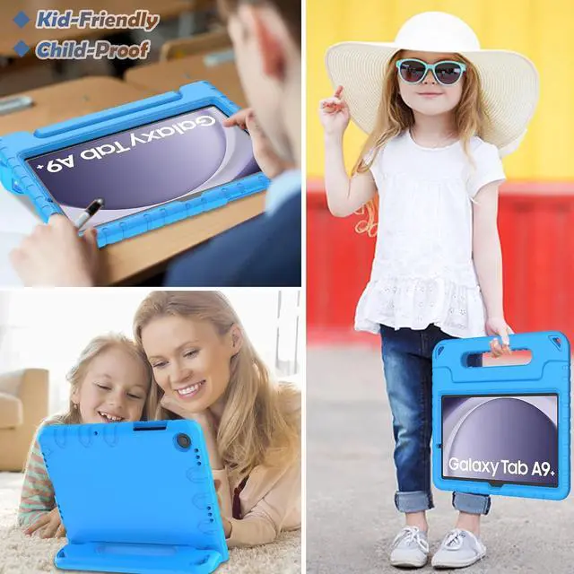 Alt view image 6 of 7 - Kids Case for  Galaxy Tab A9+ Plus 2023 (SM-X210/X216/X218) 11 Inch Built-in Screen Protector Shockproof Convertible Handle Stand Galaxy Tab A9 Plus Case Cover Blue