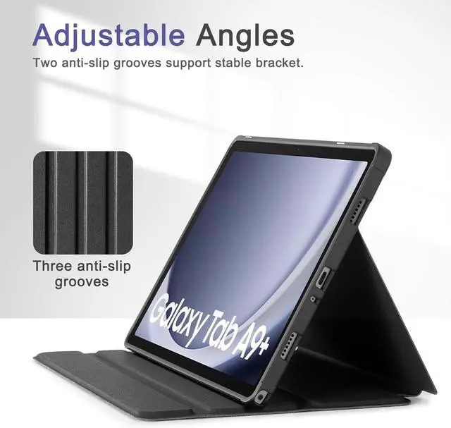 Alt view image 6 of 7 - Case for  Galaxy Tab A9 Plus 10.9-inch 2023 Multi-Viewing Angles All New PU Leather Smart Cover with Auto Sleep Wake Feature for  Galaxy Tab A9 + Tablet