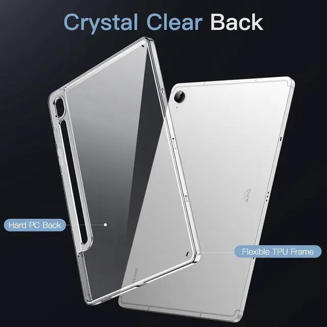 Alt view image 3 of 6 - Clear Case for  Galaxy Tab S10 FE / S9 FE 10.9-Inch Anti-Yellowing Transparent Shockproof Slim Tablet Cover with Hard PC Back and Soft TPU Bumper (Clear)