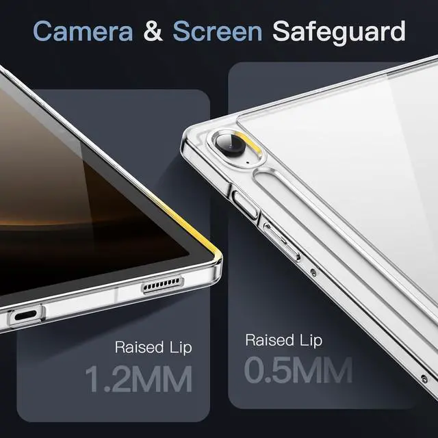 Alt view image 4 of 6 - Clear Case for  Galaxy Tab S10 FE / S9 FE 10.9-Inch Anti-Yellowing Transparent Shockproof Slim Tablet Cover with Hard PC Back and Soft TPU Bumper (Clear)