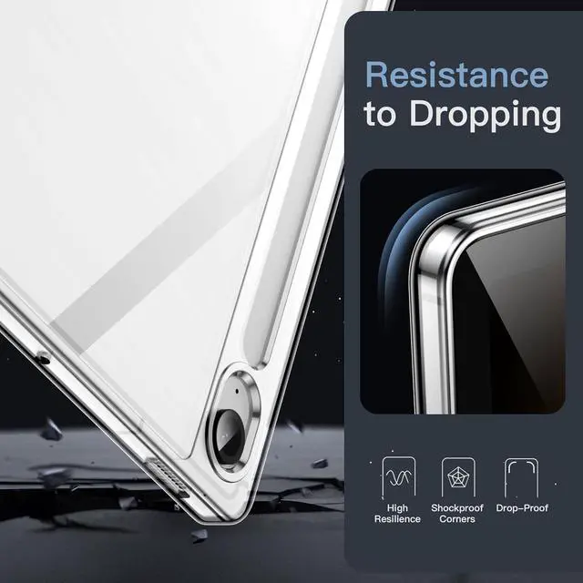 Alt view image 5 of 6 - Clear Case for  Galaxy Tab S10 FE / S9 FE 10.9-Inch Anti-Yellowing Transparent Shockproof Slim Tablet Cover with Hard PC Back and Soft TPU Bumper (Clear)
