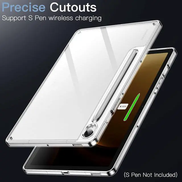 Alt view image 6 of 6 - Clear Case for  Galaxy Tab S10 FE / S9 FE 10.9-Inch Anti-Yellowing Transparent Shockproof Slim Tablet Cover with Hard PC Back and Soft TPU Bumper (Clear)