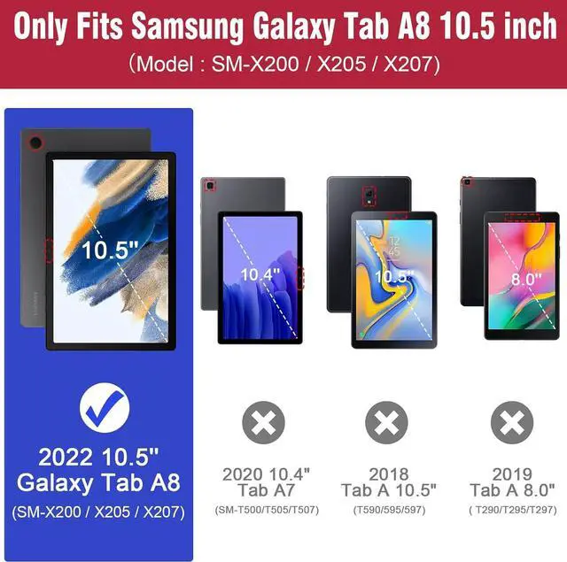 Alt view image 2 of 6 - Galaxy Tab A8 10.5 Case for Galaxy Tab A8 Case with Kickstand 3 Layer Rugged Military Grade Shockproof 10.5 inch Cover (SM-X200/X205/X207), Red Blue