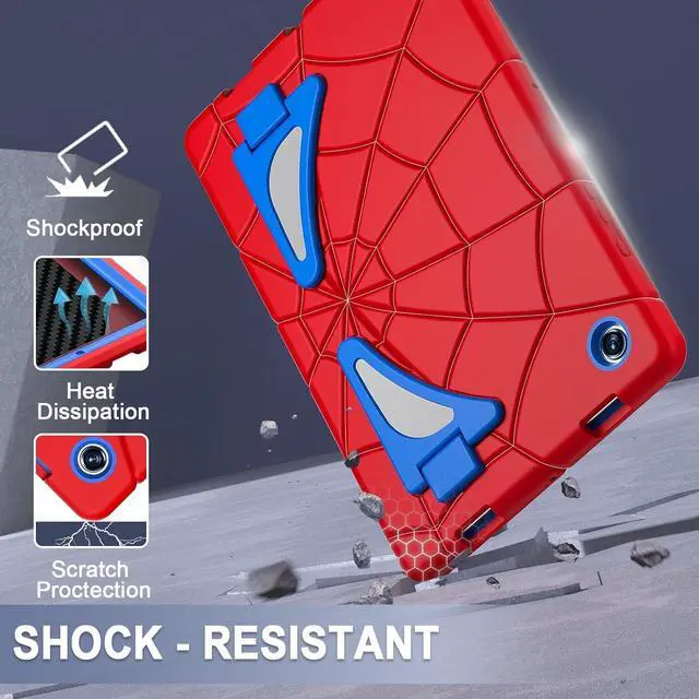 Alt view image 3 of 6 - Galaxy Tab A8 10.5 Case for Galaxy Tab A8 Case with Kickstand 3 Layer Rugged Military Grade Shockproof 10.5 inch Cover (SM-X200/X205/X207), Red Blue