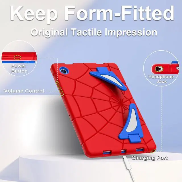 Alt view image 5 of 6 - Galaxy Tab A8 10.5 Case for Galaxy Tab A8 Case with Kickstand 3 Layer Rugged Military Grade Shockproof 10.5 inch Cover (SM-X200/X205/X207), Red Blue