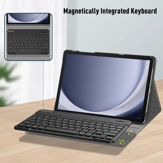 Alt view image 4 of 7 - Keyboard Case for Samsung Galaxy Tab A9 Plus/A9+ 5G 11 Inch 2023 Model (SM-X210/X216/X218), Slim Lightweight Stand Cover with Magnetically Detachable Wireless Bluetooth Keyboard, Black