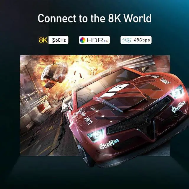 Alt view image 2 of 7 - 8K Mini DisplayPort to HDMI Cable 6.6ft Mini DP 1.4 to HDMI Nylon Braided Aluminum Shell Support 8K@60Hz 4K@120Hz UHD HDR for MacBook Pro iMac Mac Mini Surface Pro