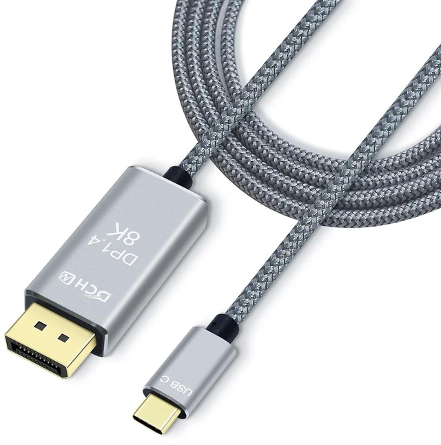 Main image of DCHAV 8K USB-C to DisplayPort Cable 6-Foot 4K@144Hz 8K@60Hz 5K 2K@165Hz USB to DP Adapter Display Port Cord Nylon Braided Aluminum Connector for Monitor Computer Laptop Television Tablet
