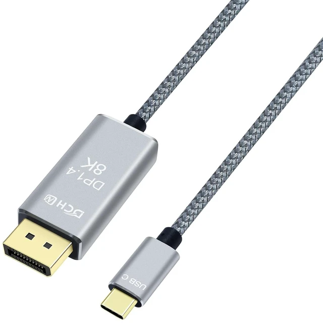 Alt view image 5 of 6 - DCHAV 8K USB-C to DisplayPort Cable 6-Foot 4K@144Hz 8K@60Hz 5K 2K@165Hz USB to DP Adapter Display Port Cord Nylon Braided Aluminum Connector for Monitor Computer Laptop Television Tablet