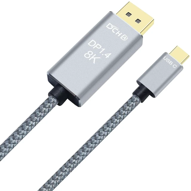 Alt view image 6 of 6 - DCHAV 8K USB-C to DisplayPort Cable 6-Foot 4K@144Hz 8K@60Hz 5K 2K@165Hz USB to DP Adapter Display Port Cord Nylon Braided Aluminum Connector for Monitor Computer Laptop Television Tablet