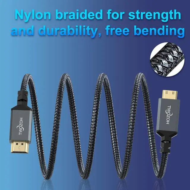 Alt view image 4 of 7 - Mini HDMI to HDMI Cable 3.3FT 2 Pack Nylon Braided HDMI to Mini HDMI Support 3D/4K@60Hz 18Gbps/2160P/1080P for Nikon/Canon DSLR Camcorder Laptop Tablet and Graphics/Video Card