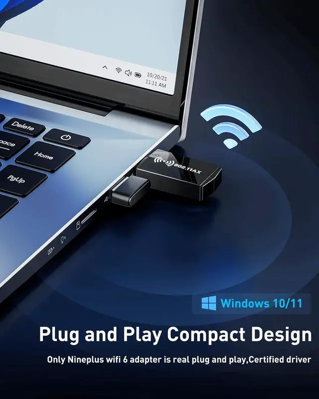 Alt view image 6 of 7 - USB WiFi Adapter for Desktop PC - AX1800 WiFi 6 Adapter 5GHz 2.4GHz USB 3.0 WiFi Adapter Wireless Network Adapter for Desktop Computer Laptop WiFi Dongle WiFi Antenna for Win11/10 Wireless Adapter