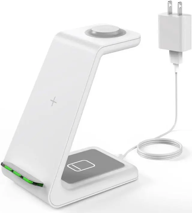 Alt view image 7 of 7 - Wireless Charging Stand, GEEKERA 3 in 1 Wireless Charger Dock Station for iPhone 15 14 13 12 11 Pro Max Plus XR XS 8 Plus, Apple Watch Ultra/9/SE/8/7/6/5/4/3/2, AirPods Pro/3