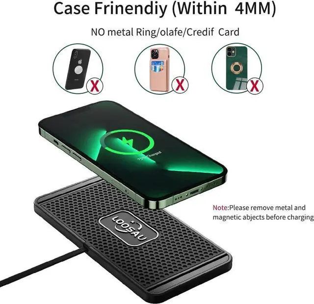 Alt view image 6 of 6 - Wireless car Charger Charging pad 15w Non Slip FastCharger for car Wireless Phone Charger for Android for iPhone 11/12/13/14/15/16 Pro Max Xs  Galaxy S20 S10+ Note 9LG