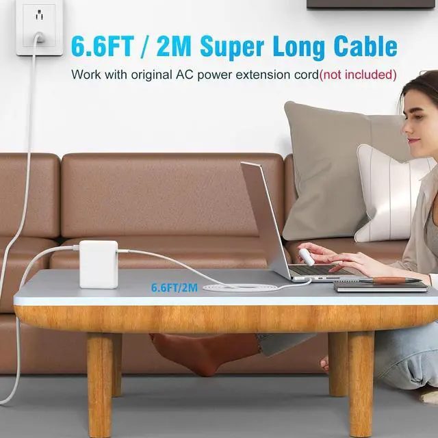 Alt view image 7 of 7 - 140W USB C Charger Power Adapter for MacBook Pro 16 14 inch 2023 2022 2021 M3 M2 M1 PD3.1 2022 2023 2024 MacBook Air 13 15 inch 6.6FT USB C to 3 Braided Cable LED Powerful Connect Original Quality
