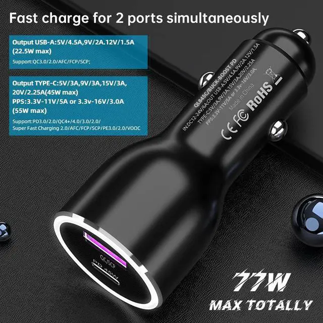 Alt view image 5 of 7 - 45W Super Fast Charger USB Type C Combo Kit Wall/Car Charger PD PPS for Samsung Galaxy S25 S24 S23 S22 Ultra Plus S21 S20 A25 A15 A53 A52 5G iPhone 16 15 Pro Max iPad MacBook 3.3ft/6.6ft 5A Cable