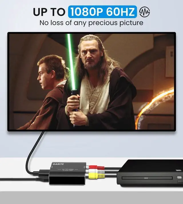 Alt view image 4 of 7 - RCA to HDMI Adapter AV to HDMI Converter Aluminum RCA to HDMI Converter 1080P Composite CVBS Video Analog to HDMI Converter for Smart TV NES Xbox PS2 Wii N64 VHS DVD Player Support PAL/NTSC