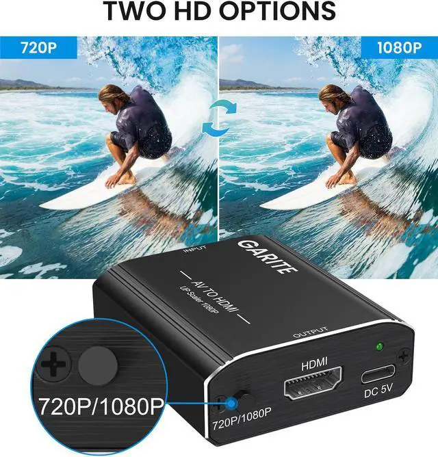 Alt view image 5 of 7 - RCA to HDMI Adapter AV to HDMI Converter Aluminum RCA to HDMI Converter 1080P Composite CVBS Video Analog to HDMI Converter for Smart TV NES Xbox PS2 Wii N64 VHS DVD Player Support PAL/NTSC