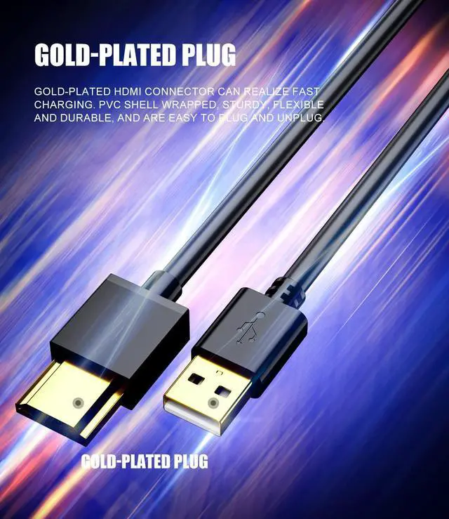 Alt view image 3 of 7 - USB to HDMI Charger Cable Cord 3.3FT/1M USB to HDMI Adapter Cable for Mac iOS Windows 12/11/10/Vista/XP HDTV Satellite Box Blu-Ray Player etc