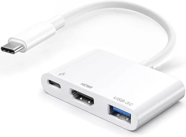 Main image of USB-C to HDMI Multiport Adapter with HDMI 4K@60Hz Output USB 3.0 Port and USB-C Charging Port Type-C to Digital AV Hub for  iPhone 15 MacBook Pro/Air iPad Pro iMac Galaxy S22 More (White)