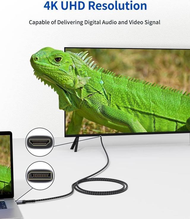 Alt view image 7 of 7 - JSAUX 4K DisplayPort to HDMI Cable Adapter 10FT, DP to HDMI Male Video UHD 4K@30Hz/2K@60/1080P@120 Nylon DP to HDTV Uni-Directional Cord for Dell, Projector, Desktop, AMD, NVIDIA, Lenovo, HP, ThinkPad
