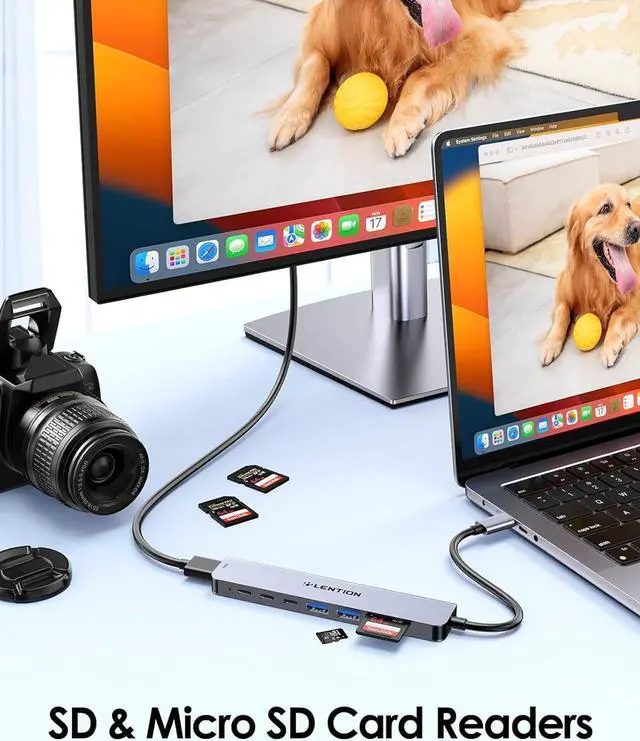 Alt view image 5 of 7 - LENTION 8 in 1 USB C Hub with 4K@60Hz HDMI Adapter, 2 USB C Data & 2 USB 3.0 Port, 100W PD, SD/Micro SD Card Reader for 2023-2016 MacBook Pro, New Mac Air/Surface, More, (CB-CE19, Space Gray)