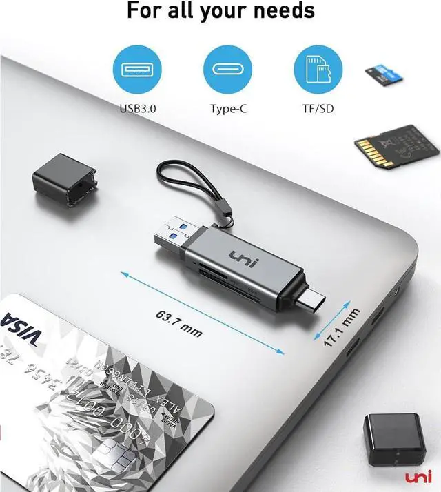 Alt view image 7 of 7 - SD Card Reader High-Speed USB C to Micro SD Card Adapter USB 3.0 Dual Slots Memory Card Reader for SD/Micro SD/SDHC/SDXC/MMC Compatible with MacBook Pro/Air Chromebook Android Galaxy