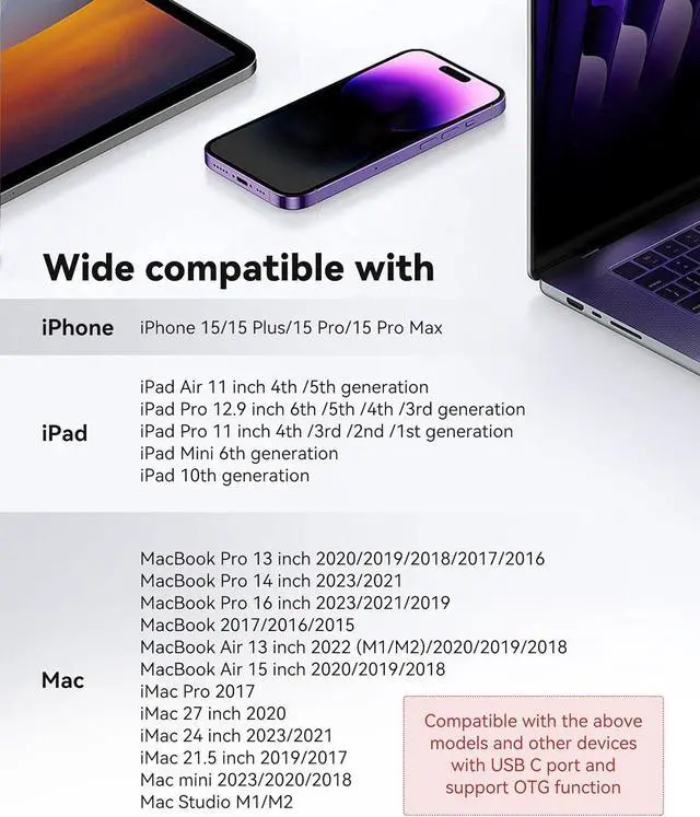 Alt view image 4 of 7 - USB C SD Card Reader for iPhone 15 16/iPad/MacBook/Mac USB-C Type C SD Reader Supports SD and MicroSD Memory Card Adapter Trail Camera Viewer Plug and Play - 2 Slots