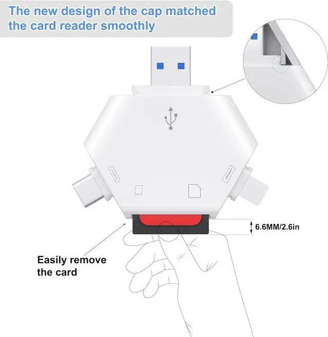 Alt view image 2 of 6 - SD Card Reader Memory Card Reader for iPhone USB C to Micro SD Card Adapter Support SD/Tf Card Trail Game Camera Viewer for iPhone 15/16 Mac iMac Macbook Pro/Air iPad Pro Android Phone Tablet
