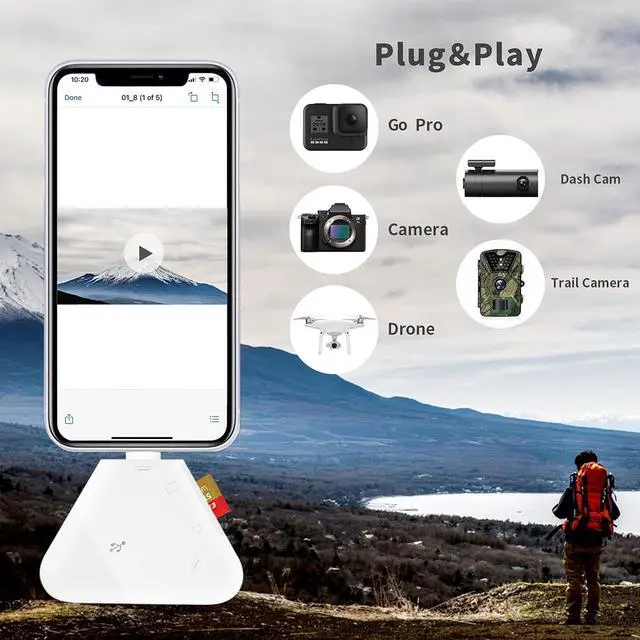 Alt view image 4 of 6 - SD Card Reader Memory Card Reader for iPhone USB C to Micro SD Card Adapter Support SD/Tf Card Trail Game Camera Viewer for iPhone 15/16 Mac iMac Macbook Pro/Air iPad Pro Android Phone Tablet