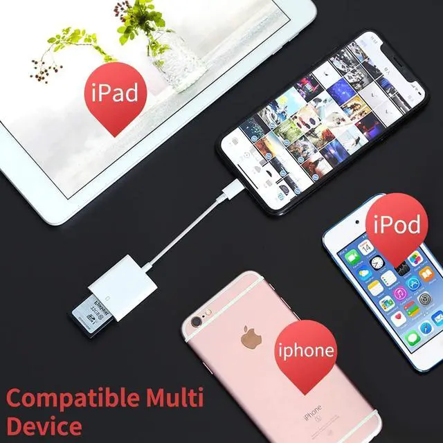 Alt view image 4 of 7 - MFi Certified Lightning to SD Card Camera Reader for iPhone iPad | SD Card Reader Memory Card Reader Trail Camera Viewer SD Card Adapter for iPhone 14 13 12 11 XS XR X 8 Plug and Play