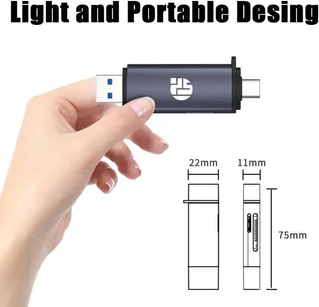 Alt view image 6 of 6 - 2-in-1 Memory Card Reader USB 3.0 SD Card Adapter with Dual Slots 2 Cards Simultaneously Read & Write Portable SD Card Reader for iMac iPad Pro/Air MacBook Pro/Air Chromebook Android Galaxy