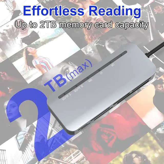 Alt view image 4 of 7 - USB C Multi Card Reader XD/MS/SD/TF/CF Type-C 5Gps High Speed 7-in-1 XD Picture Card Adapter for SDXC TF Micro SD CF MS MMC Card Sony Memory Stick Pro Duo Adapter Read 5 Cards Simultaneously