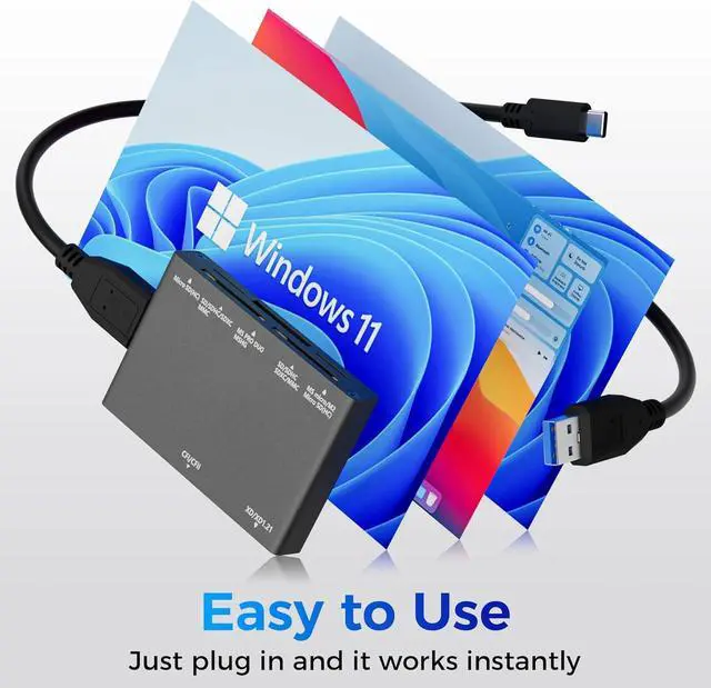 Alt view image 6 of 6 - 7-in-1 Multi Memory Card Reader USB 3.0 SD Card Reader Writer(5Gbps) Read 7 Cards Simultaneously for SD/Micro SD/MS/CF/MMC/XD/SDHC/SDXC Camera Memory Card (with 2 USB A and C to Mirco B 3.0 Cables)