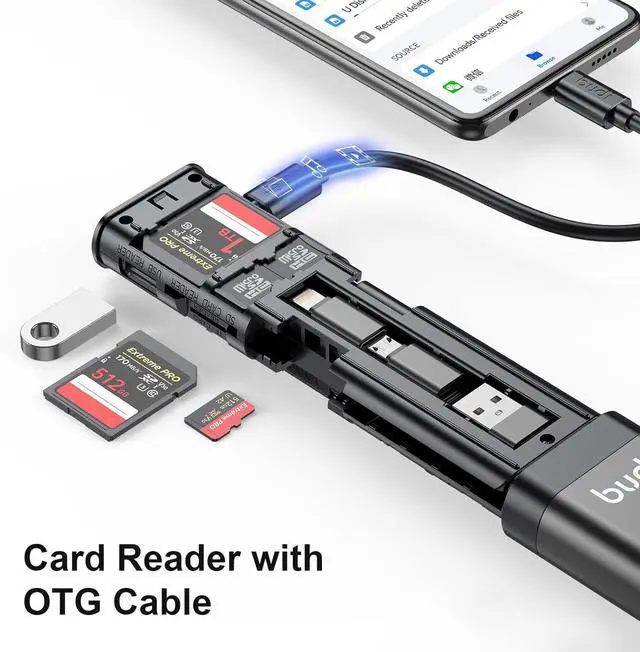 Alt view image 3 of 7 - Multifunctional 9 in1 SD Card Reader Cable and USB 3.0 TF/SD Type-C with OTG Adapter for iPhone Android and Computer Memory Stick Plug and Play (Upgrade Version)