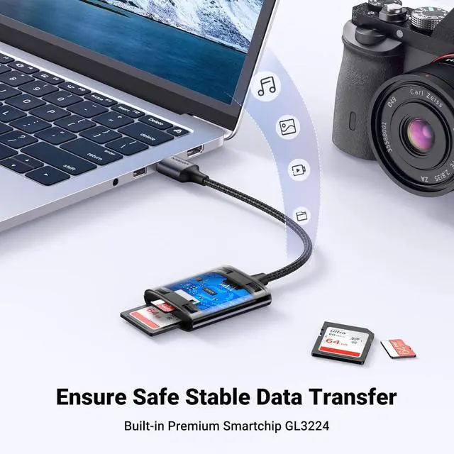 Alt view image 6 of 7 - USB SD Card Reader USB 3.0 to Micro SD Card Reader Adapter Aluminum Multi 2-in-1 Memory Card Readers for Camera SD MicroSD TF SDHC SDXC UHS-I Mac OS Windows Linux Computer PC Laptop