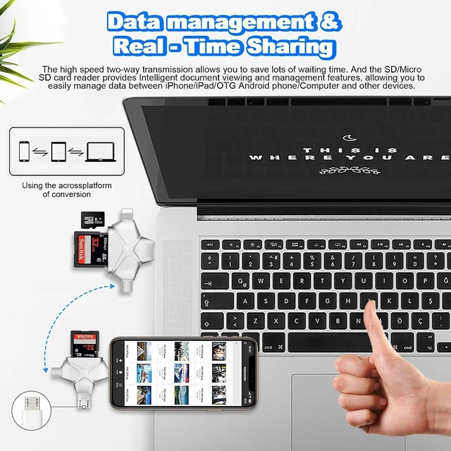 Alt view image 4 of 7 - 4 in 1 SD Card Reader for iPhone iPad Android Mac Computer