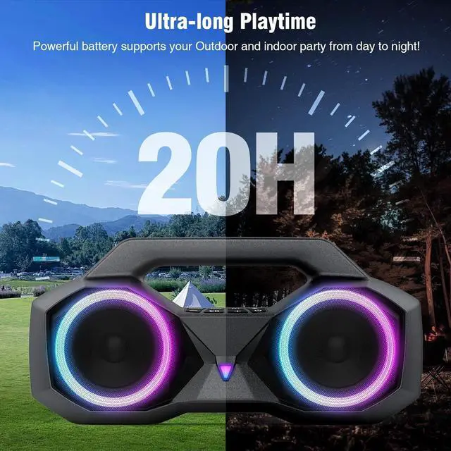 Alt view image 5 of 7 - Portable Bluetooth Speaker - IPX7 Waterproof Wireless Speakers with 80W Loud HiFi Stereo Sound, 20H Playtime, Dynamic Light, Deep Bass, Dual Pairing, 5.3 BT for Outdoor, Gifts