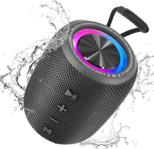 Main image of Portable Bluetooth Speaker, BT5.3 Wireless Speaker 20W Bass Diaphragms with Multi LED Light Dynamic Modes, IPX6 Waterproof 16H Playtime supports FM Mode, TF, USB for Home, Cycling, Outdoor, Beach