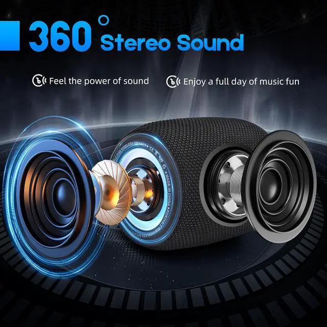 Alt view image 2 of 7 - Portable Bluetooth Speaker, BT5.3 Wireless Speaker 20W Bass Diaphragms with Multi LED Light Dynamic Modes, IPX6 Waterproof 16H Playtime supports FM Mode, TF, USB for Home, Cycling, Outdoor, Beach