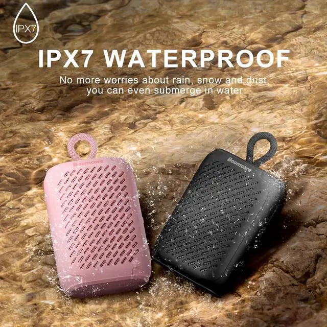 Alt view image 6 of 7 - Portable Bluetooth Speakers, Waterproof Small Speaker with Stereo Sound, 12H Playtime, Wireless Bluetooth Speaker IPX7 for Outdoor, Shower - Black