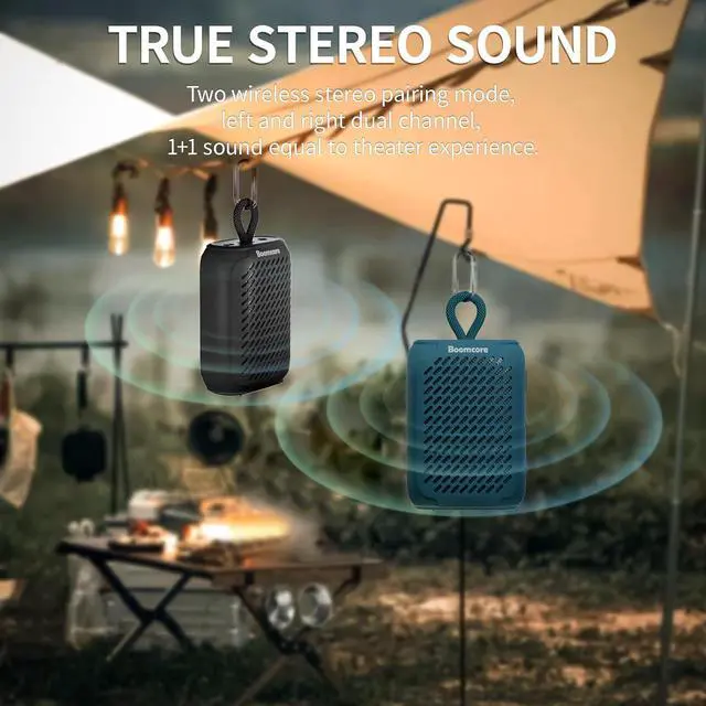 Alt view image 7 of 7 - Portable Bluetooth Speakers, Waterproof Small Speaker with Stereo Sound, 12H Playtime, Wireless Bluetooth Speaker IPX7 for Outdoor, Shower - Black